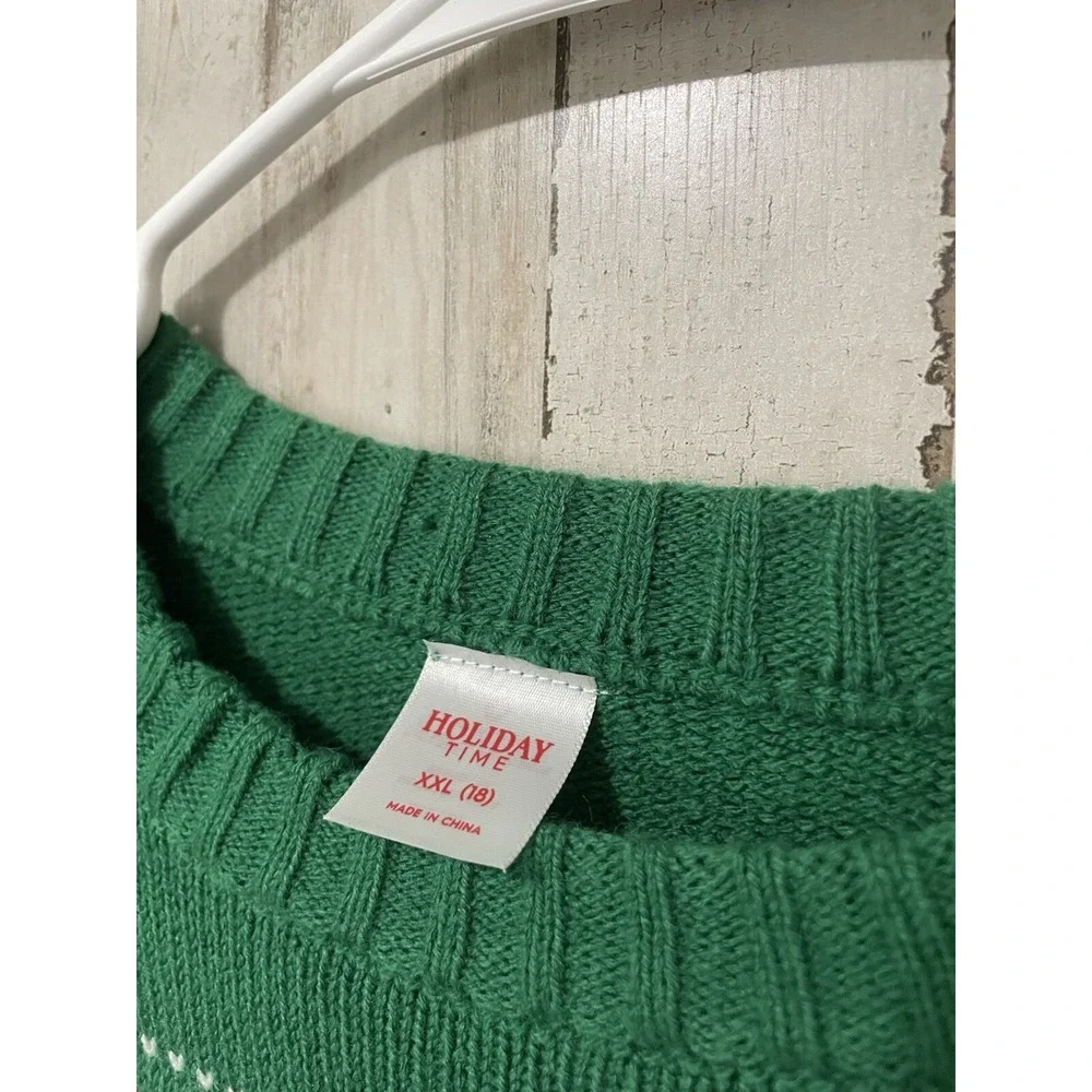Holiday Time‎ French Bulldog Santa Paws Ugly Christmas Sweater Green XXL